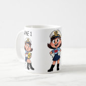 Personalized Name Sailor Cartoon Character Koffiemok (Voorkant links)