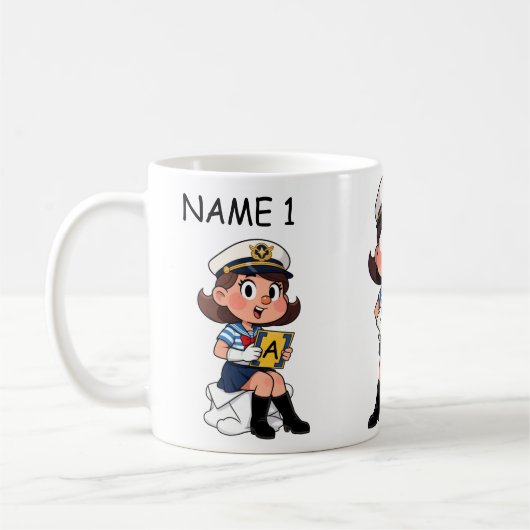 Personalized Name Sailor Cartoon Character Koffiemok (Links)
