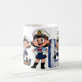 Personalized Name Sailor Cartoon Character * L * Koffiemok (Center)