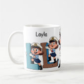 Personalized  Name Sailor Cartoon Character * L * Koffiemok (Links)