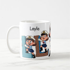 Personalized  Name Sailor Cartoon Character * L * Koffiemok