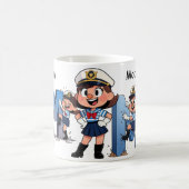 Personalized  Name Sailor Cartoon Character * M * Koffiemok (Center)