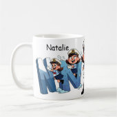 Personalized Name Sailor Cartoon Character * N * Koffiemok (Links)