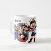 Personalized  Name Sailor Cartoon Character * O * Koffiemok (Voorkant links)