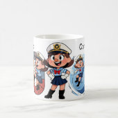 Personalized  Name Sailor Cartoon Character * O * Koffiemok (Center)