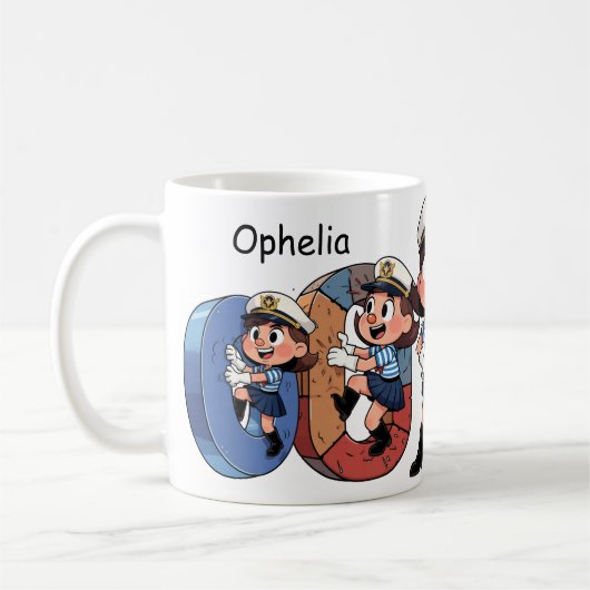 Personalized  Name Sailor Cartoon Character * O * Koffiemok (Links)
