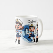 Personalized  Name Sailor Cartoon Character * Q * Koffiemok (Voorkant rechts)