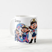 Personalized  Name Sailor Cartoon Character * Q * Koffiemok (Voorkant links)