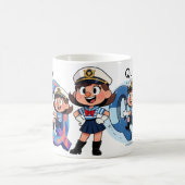Personalized  Name Sailor Cartoon Character * Q * Koffiemok (Center)