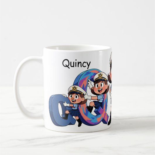 Personalized  Name Sailor Cartoon Character * Q * Koffiemok (Links)