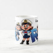 Personalized Name Sailor Cartoon Character * R * Koffiemok (Center)