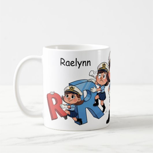 Personalized Name Sailor Cartoon Character * R * Koffiemok (Links)