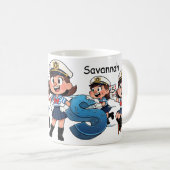 Personalized Name Sailor Cartoon Character * S * Koffiemok (Voorkant rechts)