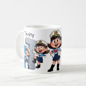 Personalized  Name Sailor Cartoon Character * T * Koffiemok (Voorkant links)
