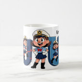 Personalized Name Sailor Cartoon Character * U *  Koffiemok (Center)