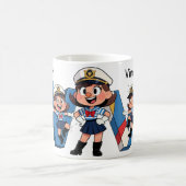 Personalized Name Sailor Cartoon Character * V * Koffiemok (Center)