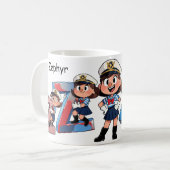 Personalized Name Sailor Cartoon Character * Z *  Koffiemok (Voorkant links)
