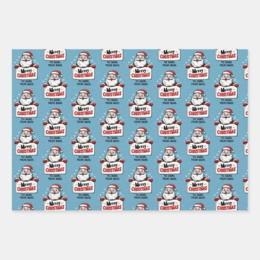 Personalized Name Santa Christmas Inpakpapier Vel (Voorkant 2)