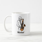 Personalized Name Saxophone Player – Music Lover Koffiemok (Links)