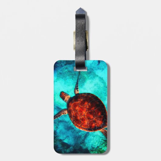 Personalized Name Sea Turtle Beach Vacation Bagagelabel (Achterkant verticaal)