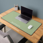 Personalized Name Simple Sage Green Bureaumat<br><div class="desc">Personalized name desk mat with your name in a simple white typeface on a sage green background. Simple minimalist modern typography. Perfect for home or office workplace.</div>