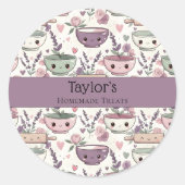 Personalized Name Smiling Utensil Cupcake Topper  Ronde Sticker (Voorkant)