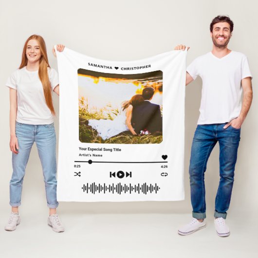 Personalized Name Special Song Music Player Photo Fleece Deken (In situ)