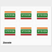 Personalized Name Stickers Retro Stripe Badge (Vel)