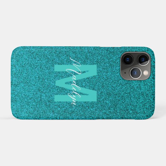 Personalized Name Stylish Glitter green Case-Mate iPhone Case (Achterkant (horizontaal))