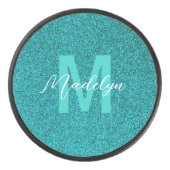 Personalized Name Stylish Glitter green Hockey Puck (Voorkant)