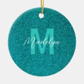 Personalized Name Stylish Glitter green Keramisch Ornament (Voorkant)