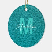 Personalized Name Stylish Glitter green Keramisch Ornament (Links)