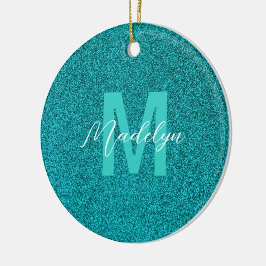 Personalized Name Stylish Glitter green Keramisch Ornament (Links)