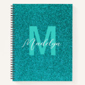 Personalized Name Stylish Glitter green Notitieboek (Voorkant)