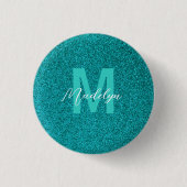 Personalized Name Stylish Glitter green Ronde Button 3,2 Cm (Voorkant)