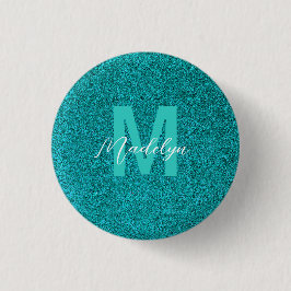 Personalized Name Stylish Glitter green Ronde Button 3,2 Cm