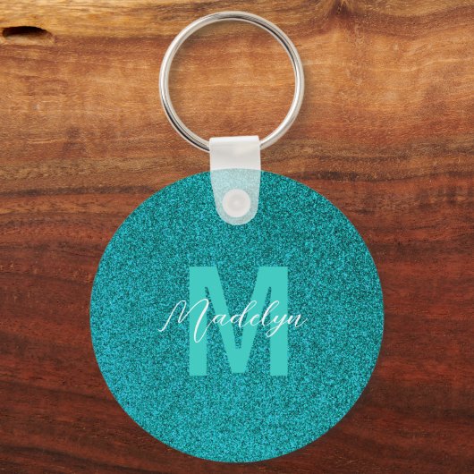 Personalized Name Stylish Glitter green Sleutelhanger (Achterkant)