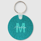 Personalized Name Stylish Glitter green Sleutelhanger (Achterkant)