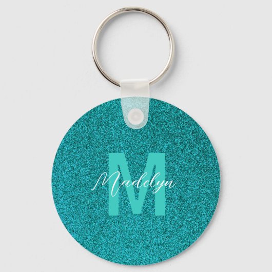 Personalized Name Stylish Glitter green Sleutelhanger (Achterkant)
