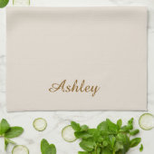 Personalized Name Stylish Modern Elegant Beige Theedoek (Gevouwen)