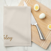 Personalized Name Stylish Modern Elegant Beige Theedoek (Quarter Fold)