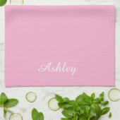 Personalized Name Stylish Modern Elegant Pink Theedoek (Gevouwen)