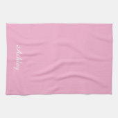 Personalized Name Stylish Modern Elegant Pink Theedoek (Horizontaal)