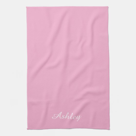 Personalized Name Stylish Modern Elegant Pink Theedoek (Verticaal)
