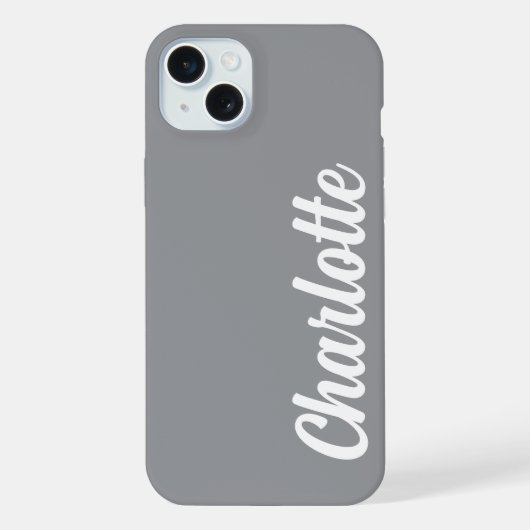 Personalized Name Stylish Modern Minimal Dark Grey iPhone Hoesje (Achterkant)