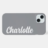 Personalized Name Stylish Modern Minimal Dark Grey iPhone Hoesje (Achterkant horizontaal)