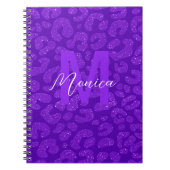 Personalized Name Stylish Purple Glitter Leopard  Notitieboek (Voorkant)
