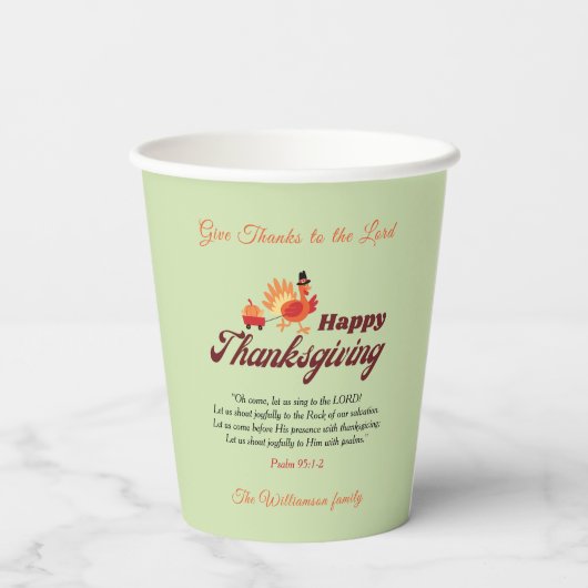 Personalized Name | Thanksgiving with Bible Verse Papieren Bekers (Achterkant)