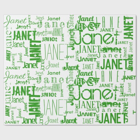 Personalized Name Typography Green Cadeaupapier (Vlak)
