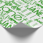 Personalized Name Typography Green Cadeaupapier (Hoek)